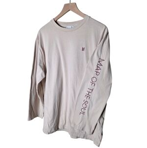 Official BTS Map of the Soul ON:E Long Sleeve T-Shirt Beige K-Pop Merch Unisex L